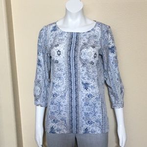 Dalia Sz M White w/ Multicolor Motif Pattern Print